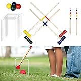 UISEBRT Krocket Set Croquet Outdoor Crocket für 4 Spieler Gartenspiel Krocketspiel Holz Spiel...