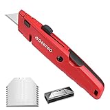 WORKPRO Teppichmesser aus Vollmetall, Einziehbarer Universalmesser mit Klingenaufbewahrung,...