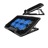 Laptop-Kühlpad - Laptop-Kühler mit 6 ultra-leisen Kühllüftern bei 1400 U/min, schnelle Kühlung,...