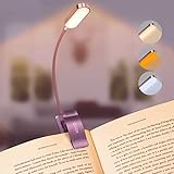 Gritin Leselampe Buch Klemme, USB C Wiederaufladbare Buchlampe mit 16 LEDs, 3 Farbtemperatur Modi...