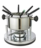 mucHome Edelstahl Fondue-Set, 10-teilig, mit Topf und Gabeln, Durchmesser 18 cm, Höhe 9,5 cm, mit...