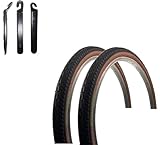 2 x Roverstone 26' Fahrradreifen Fahrradmantel Schwarz Braun 47-559 (26 x 1,75) inkl. Reifenheber