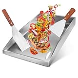 Grillplatte - Grillplatte aus Rostfreiem Stahl mit 2 Grillspateln - Kann mit verschiedenen Grills...