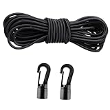 TEHAUX Elastisches Bungee Seil mit Haken Stoßdämpfendes Spanngummi Kit für Kajak Zelt und Outdoor...
