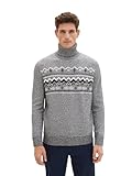 TOM TAILOR Herren Norweger Pullover mit Rollkragen, navy white twotone, XXL