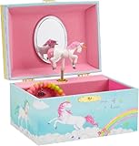 Jewelkeeper Musikalisches Schmuckkästchen - Rechteckige Einhorn Box Mädchen mit Musik, Schatztruhe...