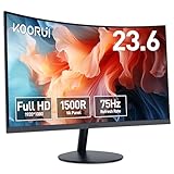 KOORUI Curved Monitor - 23.6 Zoll FHD Curved Computer Monitor, VA-Panel, 75Hz, Krümmung 1500R,...