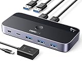 UGREEN USB Switch 2PC mit 1xUSB C Port und 3xUSB A Ports, 2 In 4 Out USB 3.0 Switcher Alugehäuse...