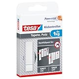 tesa Powerstrips Tapete&Putz - doppelseitige Klebestreifen für Tapete und Gips -...