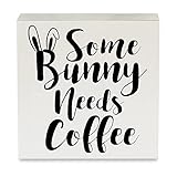 Some Bunny Needs Coffee Wood Box Schild Rustikales Osterhase Holzkiste Schild Dekoratives Schild...