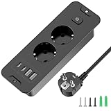 Tischplatte Versenkbare Steckdose mit 2 USB A & 2 Type C, Einbausteckdose Steckdosenleiste 2 Fach...