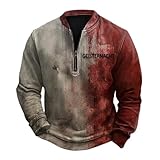 Herren-Kapuzenpullover, langärmelig, Halloween, halber Reißverschluss, ohne Kapuze,...