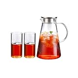 TONZN Wasserkocher aus Borosilikatglas mit Becher, Edelstahldeckel, großes Fassungsvermögen,...