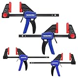 WORKPRO Einhandzwingen Set 4 Stück Schraubzwingen Spanner, Spannweite 120mm/150mm, Dehnbereich...