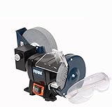 FERM BGM1021 Nass und Trockenschleifmaschine - Doppelschleifmaschine 250W - 150mm - Incl. P80 (Nass)...