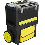 tectake 403598 XL Werkzeugtrolley leer mit Rollen, Kunststoff Werkzeugkasten mit abnehmbarem...