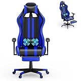 AufuN Gaming Stuhl, Bürostuhl Ergonomisch mit Vibration Massage Lendenkissen, Fußstütze,...