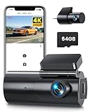 GKU Dashcam Auto Vorne Hinten 4K/2,5K WiFi Dash Cam mit 64GB SD Karte, Dual Auto Kamera mit...