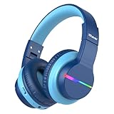 iClever Bluetooth Kinder Kopfhörer, Farbige LED-Leuchten, Kinderkopfhörer Over-Ear mit 74/85dBA...