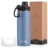 Koodee Isolierte Wasserflasche, 625 ml, Edelstahl, doppelwandig, Vakuum, breite Öffnung,...