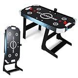 HOMASIS Airhockey Tisch klappbar, Air Hockey Spieltisch mit 12V-Motor & LED-Punktezähler,...