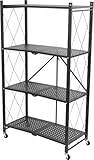 PROREGAL KLAP klappbares Regal mit Rollen | 4 Böden/Fächer | Schwarz | Belastbarkeit 200kg | HxBxT...