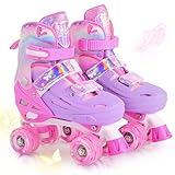 2PM SPORTS Mädchen-Rollschuhe für Kinder 3-12 Jahre, Outdoor & Indoor Rollschuhe für Anfänger...
