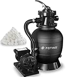 Sandfilteranlage mit Pumpe inkl. 400g Filterbälle | schwarz | 400W | 10.000 L/h | Tankvolumen bis...