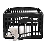 Iris Ohyama Welpenauslauf mit 4 Paneelen und abschließbarer Tür, H60cm, Schwarz, Katzengehege,...