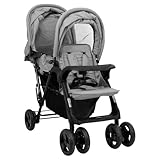 Vopese Tandem-Zwillingskinderwagen Hellgrau Stahl Kinderwagen 10347