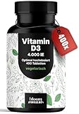 Vitamin D3 4000 IE hochdosiert - 400 Tabletten - Vitamin D Unterstützung für Immunsystem &...