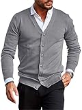 Runcati Herren Strickjacke Kragenlos V Ausschnitt Cardigan Gestrickt Hemd Jacke Leicht...