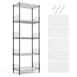 LINSY HOME Standregal mit 5 Regalböden, Metallregal, Gitterregal Metall, Vorratsregal Schwarz mit...