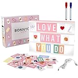 Light Box Rosa A4 mit 400 Buchstaben, Emojis, 2 Stifte, USB - BONNYCO | Ä Ö Ü ß | Pink Led...