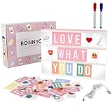 Light Box Rosa A4 mit 400 Buchstaben, Emojis, 2 Stifte, USB - BONNYCO | Ä Ö Ü ß | Pink Led...