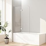 Boromal Duschwand für badewanne 100x140cm 2-teilig Faltwand für Badewanne, Glas Duschwand...