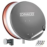 SCHWAIGER 487 SAT-Anlage Satelliten-Set Satellitenschüssel Twin-LNB digital 8X F-Stecker 7mm...