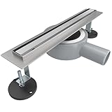 SONNI Edelstahl Duschrinne 30 cm | Haarsieb - Randablauf | Schlank Schmal 15 mm Platte | Komplettset...