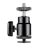 Walimex pro Premium Mini Stativkopf Kugelkopf mit 1/4 Blitzschuhadapter, 360° Drehbar Ball Head mit...