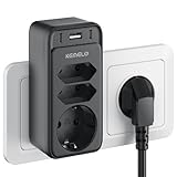 Steckdosenleiste 6 in 1 Mehrfachsteckdose mit 3 Fach Steckdose,Mehrfachstecker mit 2 USB C und 1 USB...
