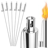 Suusolny 6er Set Gartenfackeln für Draußen aus Edelstahl Öl 330ml Ölfackeln Fackeln Öllampe...