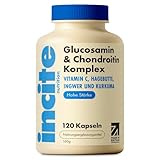 Incite Nutrition Hochwirksamer Glucosamin- und Chondroitin-Komplex mit MSM, Vitamin C, Ingwer,...