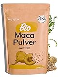 VEGAN FLOW® Bio Rohkost Maca Pulver 500g, enthält 19 Aminosäuren, reines Pulver aus...