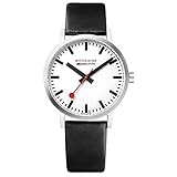 Mondaine Offizielle Schweizer Bahnhofsuhr Classic Damen-/ Herren-Uhr, Quartzuhr mit Schwarzem...