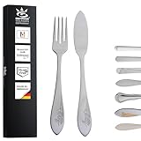 Gehring Solingen Fischbesteck Set Flower I Besteck Set 12-teilig I Edelstahlbesteck I Besteckset 6...