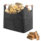Kaminholzkorb aus Filz, tragbarer Kaminholzkorb, Filztasche, faltbar und robust, multifunktionaler...