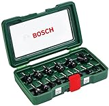Bosch 15tlg. Hartmetall Fräser Set (für Holz, Ø-Schaft 1/4', Zubehör Oberfräse)