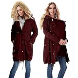 Umstandsjacke Mit Babyeinsatz, Umstands Baumwolljacke 3 In 1 Winter Knielanger Tragejacke Mit...