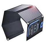 BigBlue 28W Tragbares Solar-Ladegerät mit 2 Ports (USB-C/USB-A), 5V/4A Gesamtausgang, IP44...