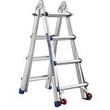 TEENO Aluleiter Mehrzweckleiter 4 M|4x4 Sprossen|5-in-1-Multifunktionsleiter mit 2 abnehmbaren...